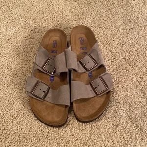 Suede taupe womens birkenstocks